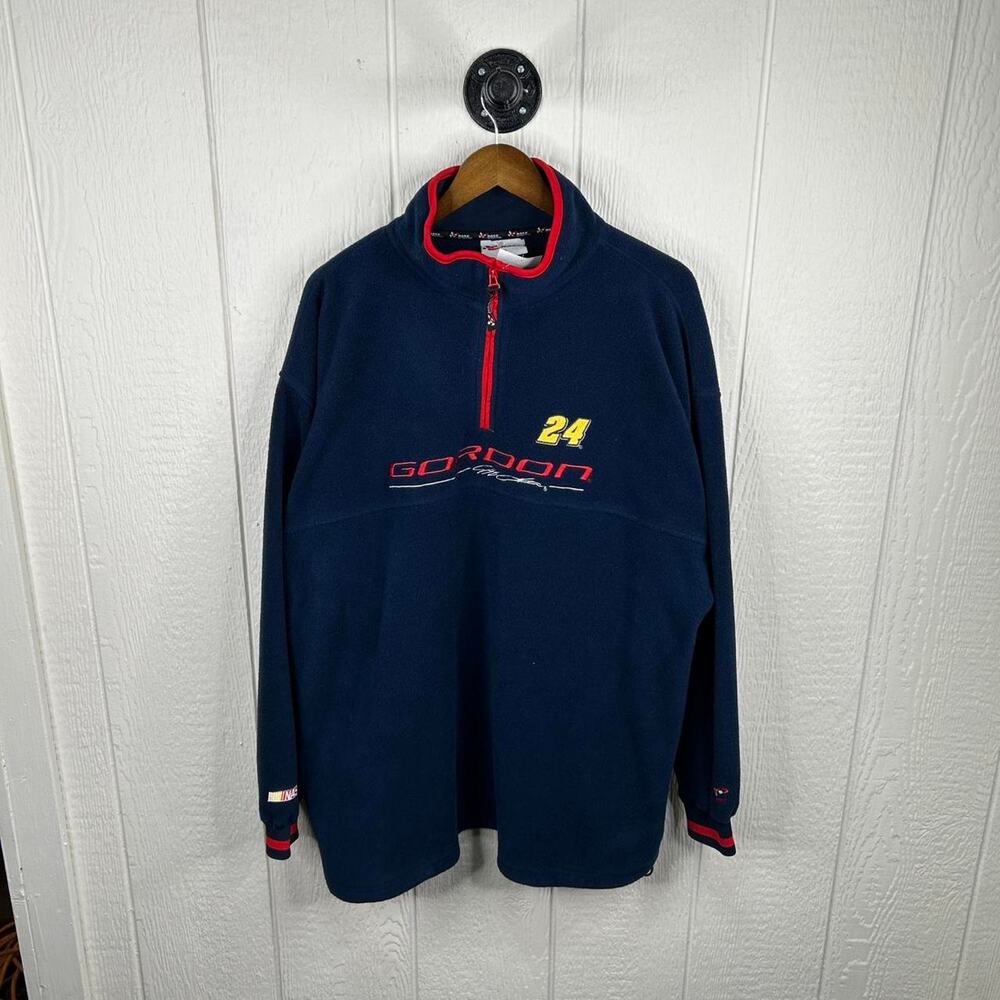 Vintage NASCAR Jeff Gordon Navy Fleece 1/4 Zip Size XX-Large